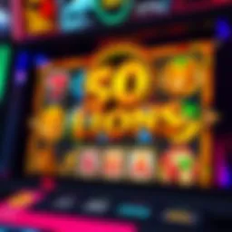 A vibrant depiction of the 50 Lions slot machine game interface showcasing its colorful reels and symbols.