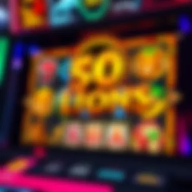 50 Lions Slot Machine Interface A vibrant depiction of the 50 Lions slot machine game interface showcasing its colorful reels and symbols.