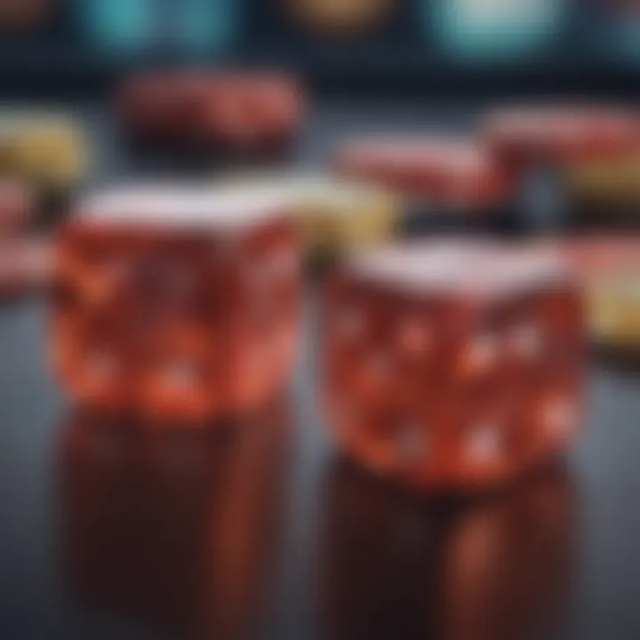 Close-up of a pair of dice ready to be thrown, symbolizing chance and strategy in craps.