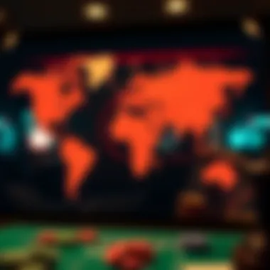 Global Legal Jurisdictions for Online Gambling Illustration of global map highlighting different legal jurisdictions for online gambling.