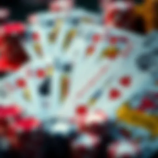 An intricate arrangement of playing cards representing various casino games