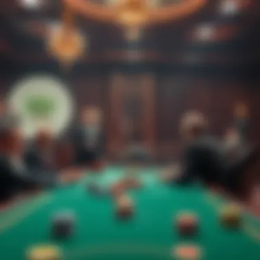 Navigating Legal Challenges in Gambling A courtroom scene depicting legal challenges in gambling