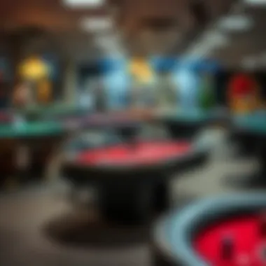 Variety of Poker Table Styles Different styles of poker tables displayed in a showroom