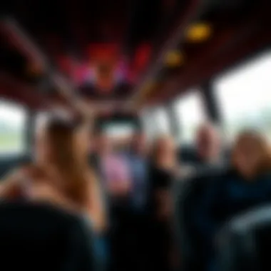 Group enjoying the bus ride to the casino, highlighting camaraderie