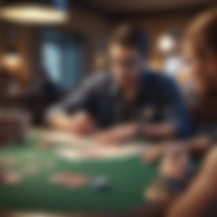 A poker player studying a book at a table