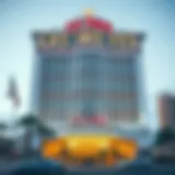 Stunning Hotel Facade in Las Vegas Exterior view of a Las Vegas hotel with no resort fees