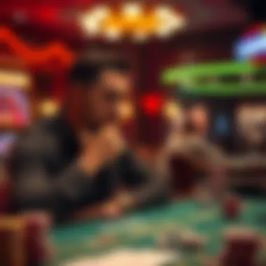 A thoughtful player assessing risks at a craps table