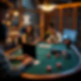 A virtual poker table with friends participating online