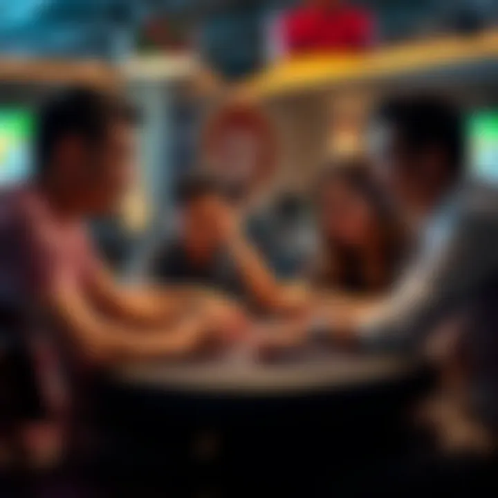 Engaging Social Gaming Experience Group of friends engaging in an online blackjack game