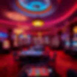 Luxurious casino interior showcasing vibrant gaming tables