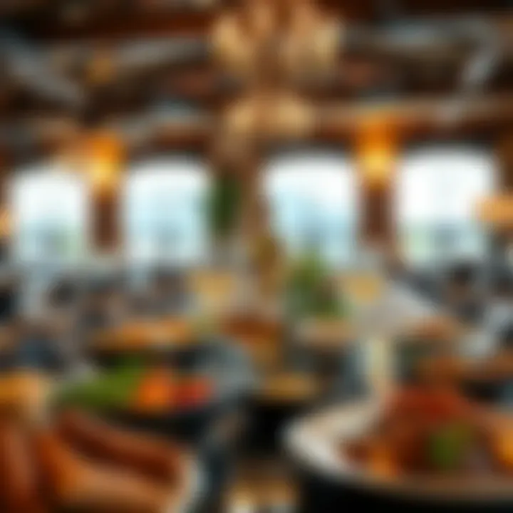 Culinary Delights at Clearwater River Lodge Dining area with a variety of dishes and elegant table settings