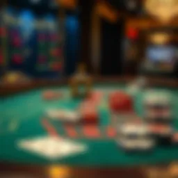 Baccarat table setup with cards and chips