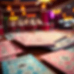 Bright and colorful bingo cards spread out on a table