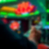 User engaging with a free online casino app interface on a mobile device