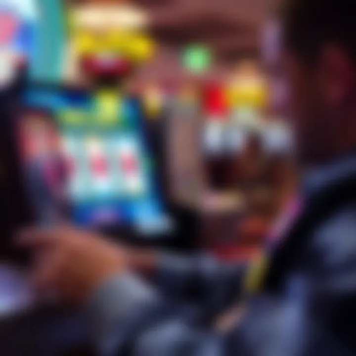 User playing free online slots on a device