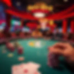 Vibrant poker table at Hard Rock Florida featuring colorful chips and cards