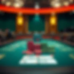 A virtual poker table showcasing various stack sizes