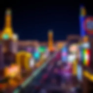 Vibrant Night View of the Strip A panoramic view of the Las Vegas Strip at night, illuminated by vibrant lights