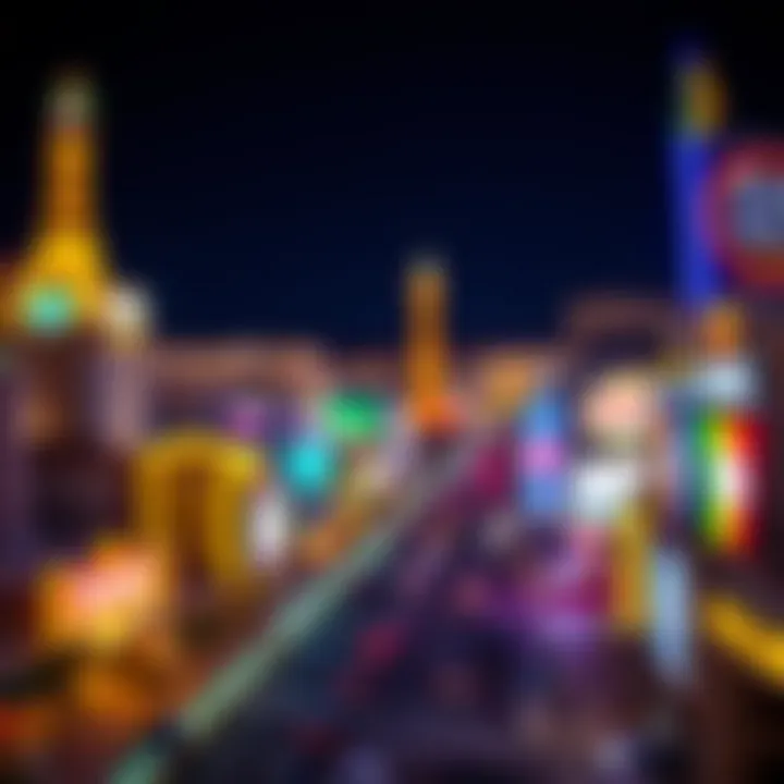 Vibrant Night View of the Strip A panoramic view of the Las Vegas Strip at night, illuminated by vibrant lights
