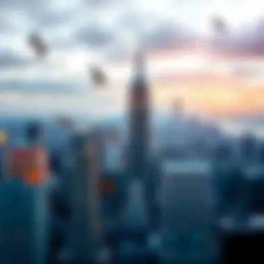 An illustration of New York skyline with a focus on betting elements