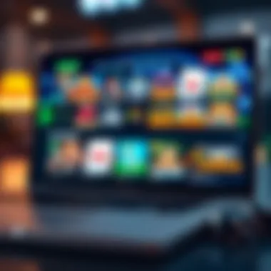 Diverse Games Available in Online Casinos A view of online casino games on a laptop screen