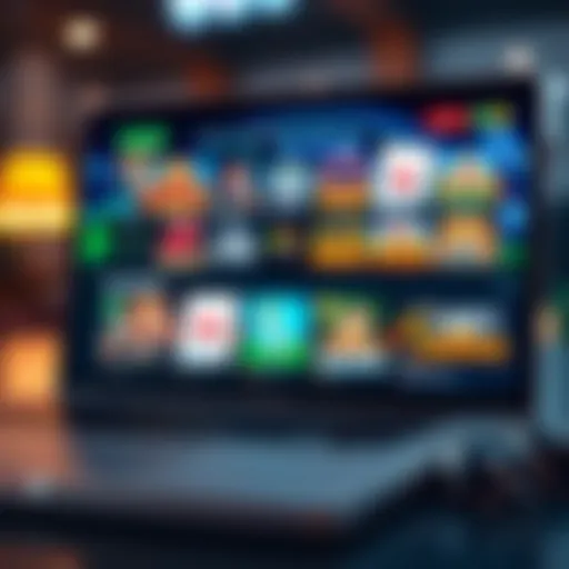 Diverse Games Available in Online Casinos A view of online casino games on a laptop screen