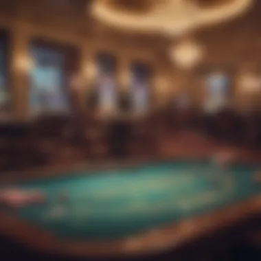 High-stakes gaming table in a luxurious casino setting