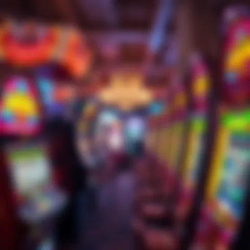 Vibrant Vegas Slot Machine Scene A stunning display of Vegas slot machines brightly lit in a casino setting