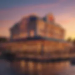 Exterior view of a prominent casino on the Mississippi Coast during sunset