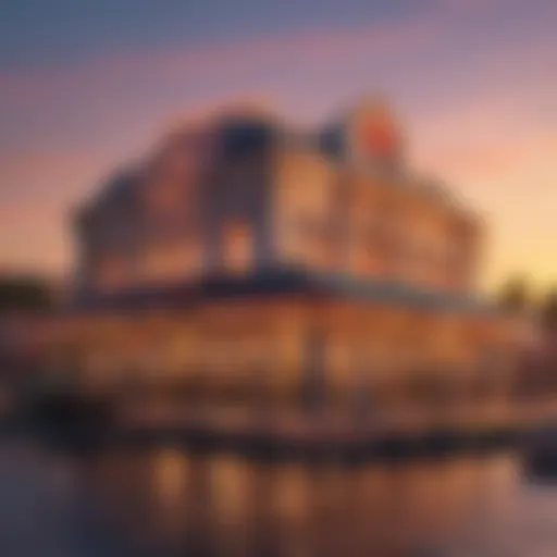 Exterior view of a prominent casino on the Mississippi Coast during sunset