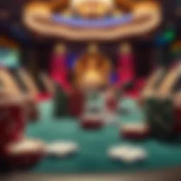 A vibrant poker table setup showcasing chips and cards