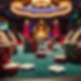 Vibrant Poker Table Setup A vibrant poker table setup showcasing chips and cards