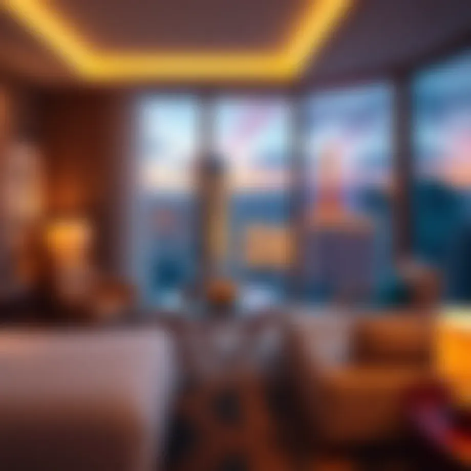 Luxurious hotel suite with a stunning view of the Las Vegas Strip