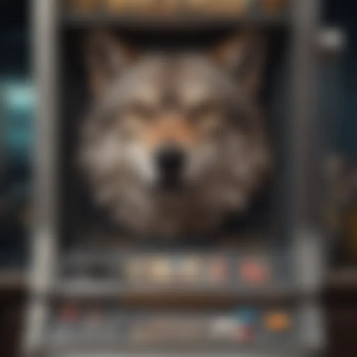 An inviting view of the Wolf Peak slot machine interface