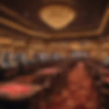 Luxurious casino floor filled with gaming tables and slot machines