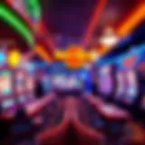 Vibrant casino environment showcasing gaming tables and slot machines