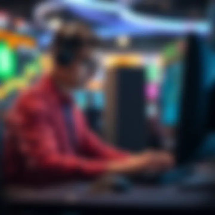 Analyzing Revenue Trends in Gaming A gamer analyzing data and trends related to gaming revenue.