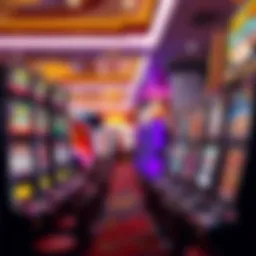 Vibrant slot machines lining a casino floor