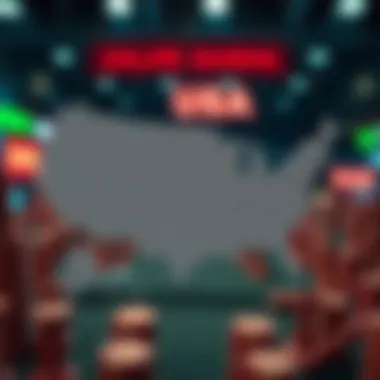 Map of the USA highlighting different state regulations for online gambling