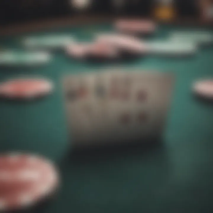 Close-up of cards and chips during an intense game of blackjack