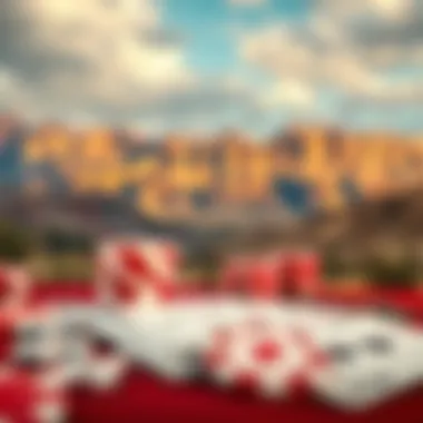 Nevada's Unique Poker Environment The iconic Nevada landscape with poker chips and cards