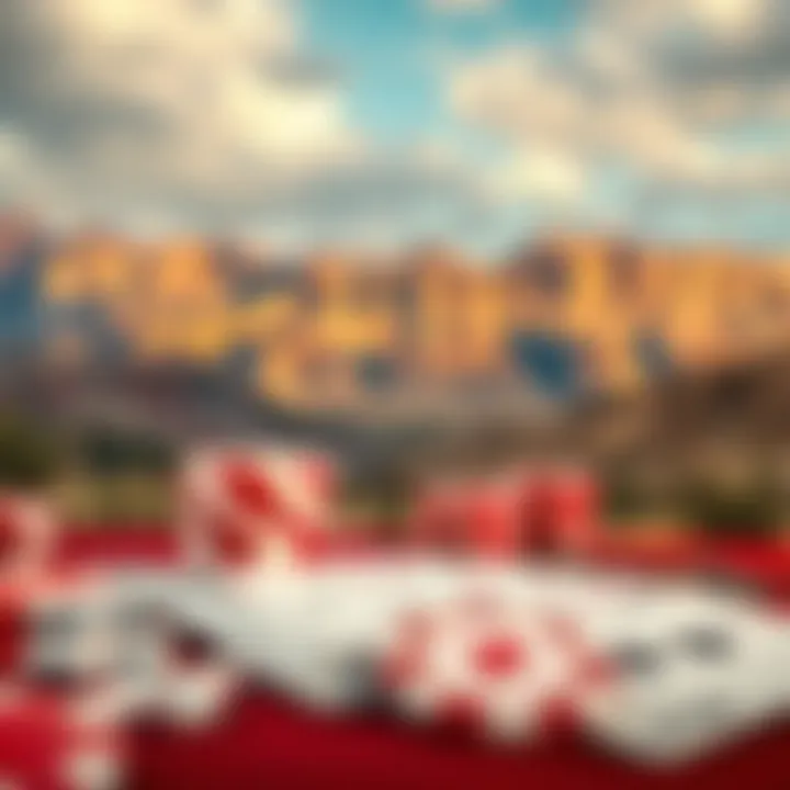 Nevada's Unique Poker Environment The iconic Nevada landscape with poker chips and cards