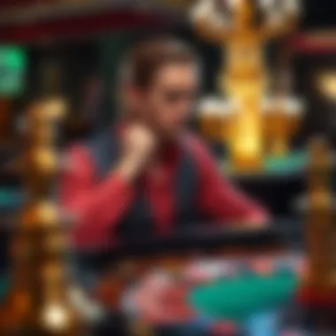 Player contemplating a bet at a roulette table