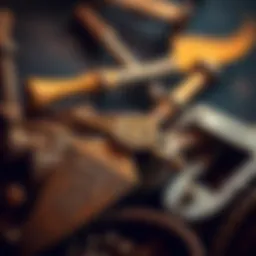 Historical mining tools used during the Gold Rush era