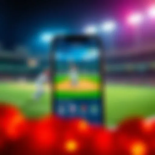A smartphone displaying a cricket betting app interface