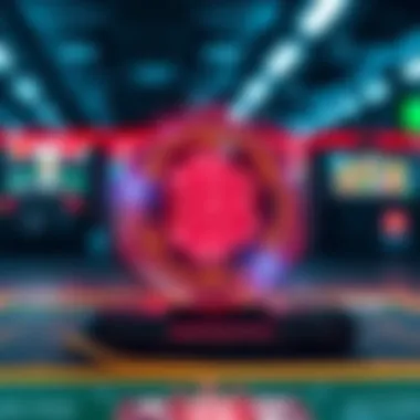 Blockchain Security in Gambling Conceptual visualization of blockchain technology securing online gambling transactions