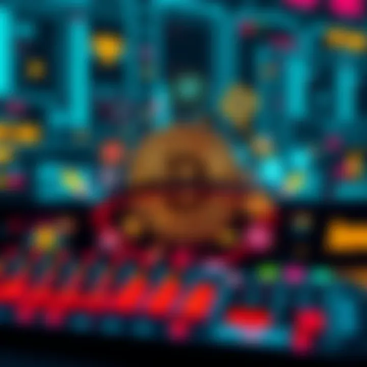 The Fusion of Crypto and Gaming Futuristic representation of cryptocurrency symbols intertwining with digital gaming icons