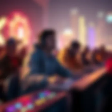 Evolving Player Engagement in Crypto Games A digital landscape depicting player engagement in cryptocurrency-based games