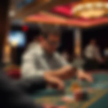 Analyzing Game Strategies A focused player analyzing game strategies at a live table