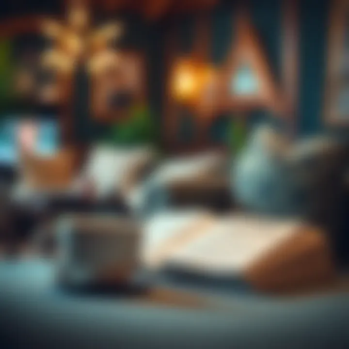 Relaxed Reading on Poker Strategies A serene environment with a coffee cup and poker book